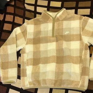 Nike Men's Beige and Cream Zip-Up Sweater